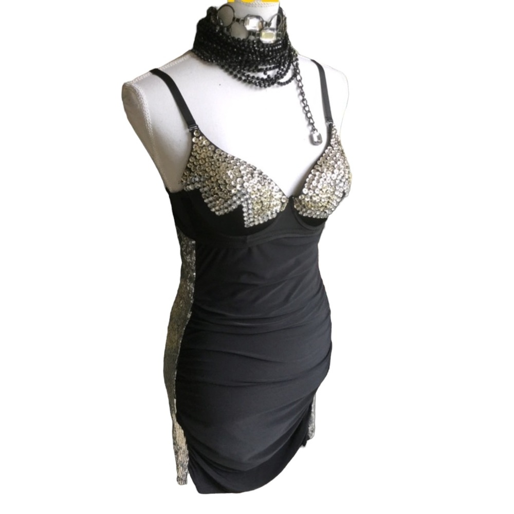 NWOT Meishulanna Black Sequin Club/ Party Dress PB1